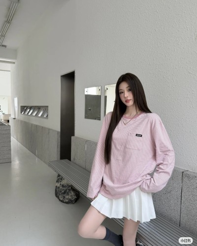 MIU 사쿠라 핑크 긴팔