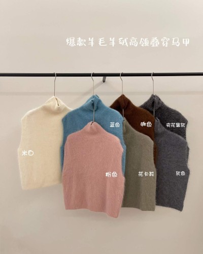 골지 터틀넥 민소매 조끼