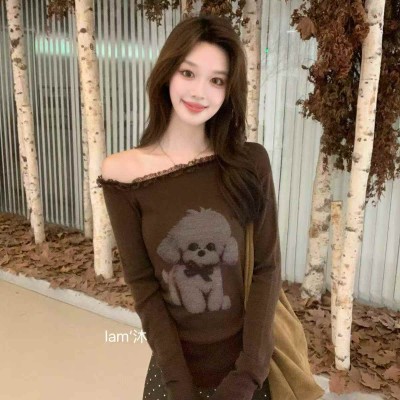 레이스 가장자리 강아지 프린트