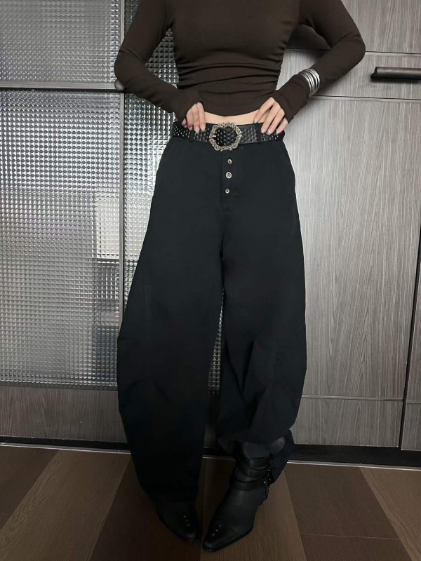 하이웨이스트 와이드 카고 팬츠