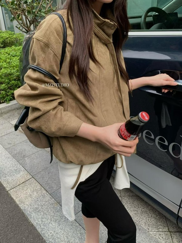 레트로 스탠드칼라 스웨이드