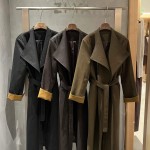 가죽 느낌 카라 벨트 트렌치코트