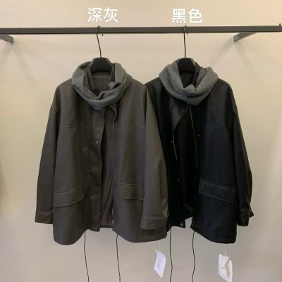 가죽 숄 칼라 코트