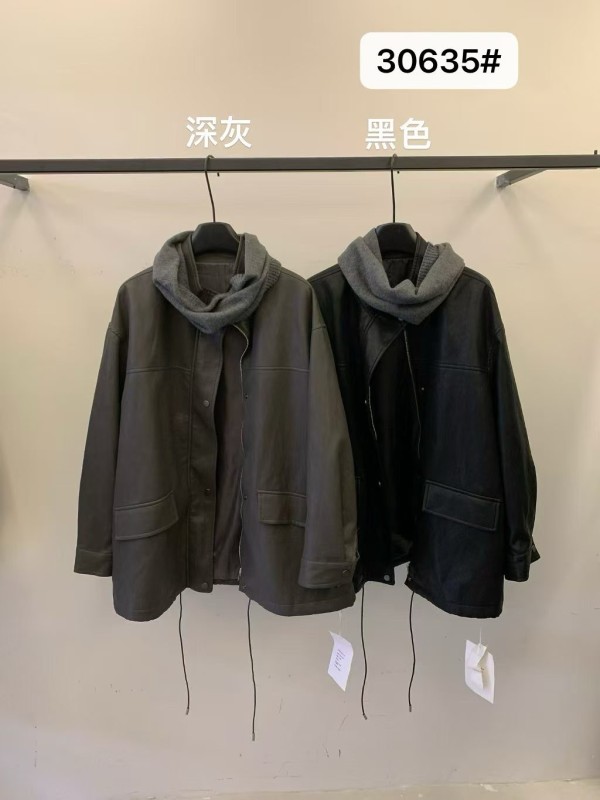 가죽 숄 칼라 코트