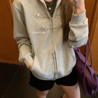 V넥 레이스 장식 긴팔 티셔츠