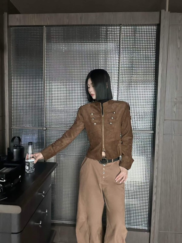 스웨이드 숏 재킷