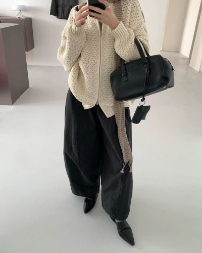 레이스 지퍼 가디건