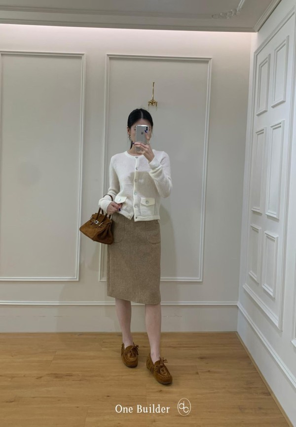 모헤어 울 라운드넥 가디건