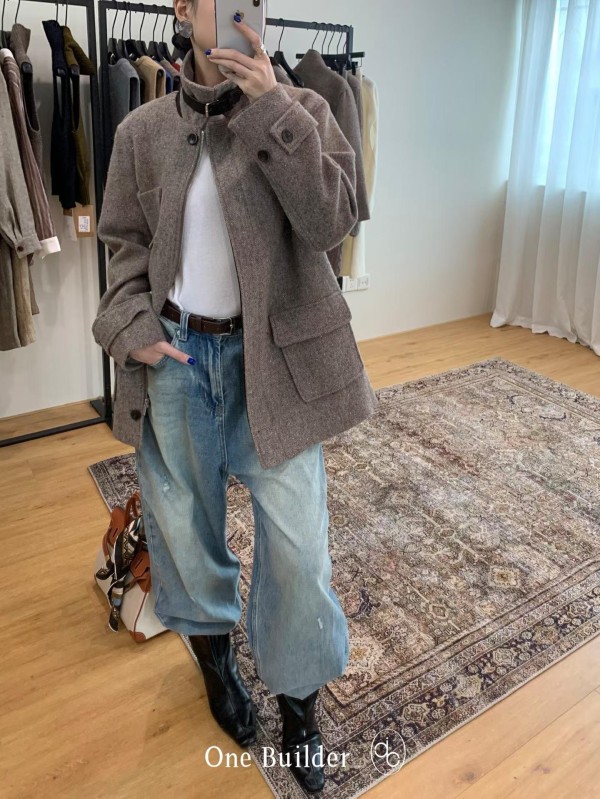 고급 울 대포켓 아우터