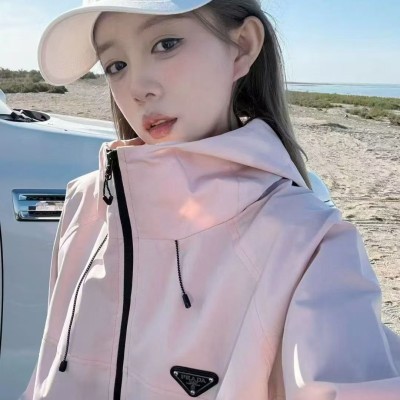 방풍자켓 아우터, 하이버전, 블랙 핑크