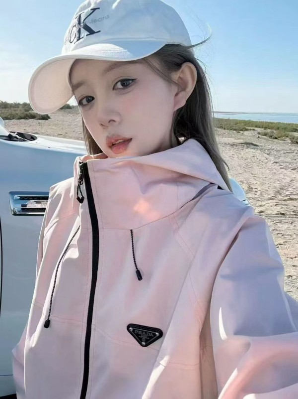 방풍자켓 아우터, 하이버전, 블랙 핑크